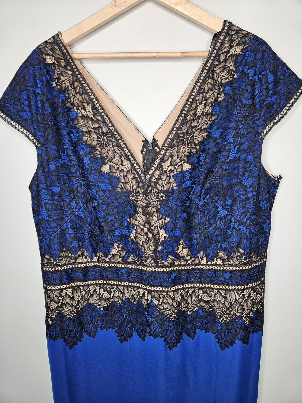 Tadashi Shoji Floral Lace Maxi Gown Violette Crepe 22Q Elegant Gala Timeless